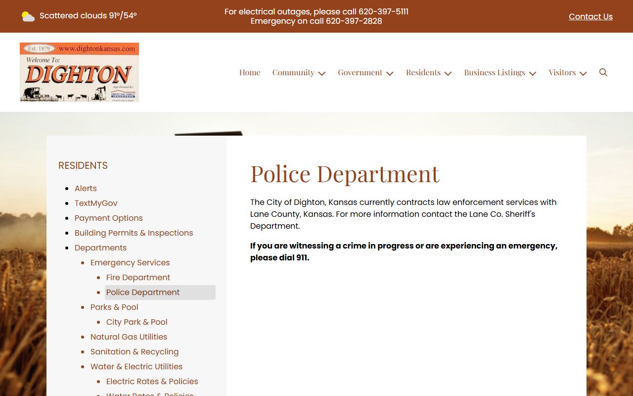 Lane County inmate records Dighton law enforcement contract page