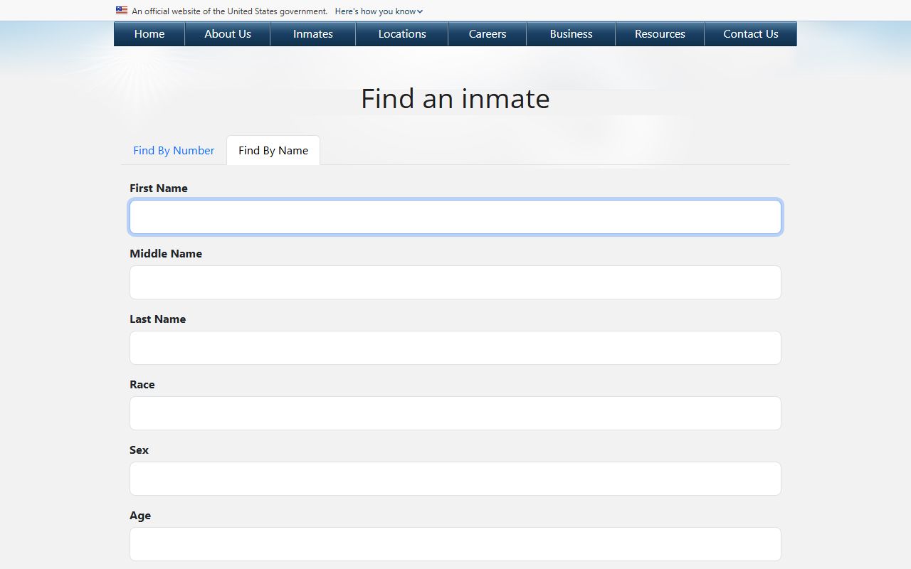 Lane County jail mugshots federal BOP name search fields