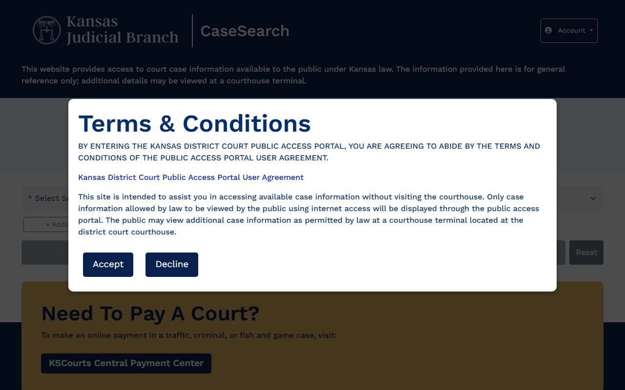 Lane County court records after arrest Kansas case search portal