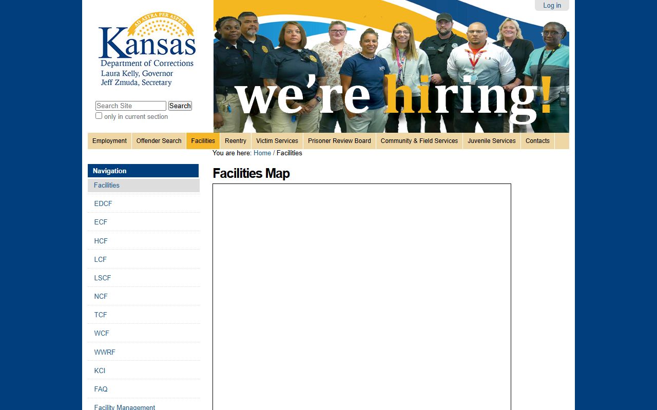 Lane County inmate population KDOC facilities map